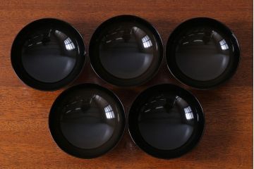 アンティーク雑貨　和製アンティーク　大正〜昭和初期　輪島塗木製蒔絵椀5客(2)