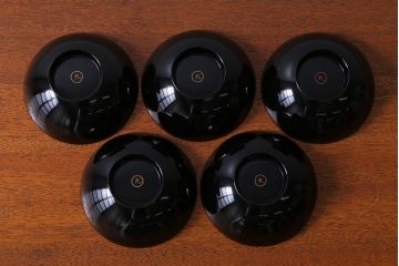 アンティーク雑貨　和製アンティーク　大正〜昭和初期　輪島塗木製蒔絵椀5客(2)