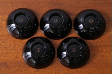 アンティーク雑貨　和製アンティーク　大正〜昭和初期　輪島塗木製蒔絵椀5客(3)