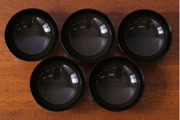 アンティーク雑貨　和製アンティーク　大正〜昭和初期　輪島塗木製蒔絵椀5客(4)
