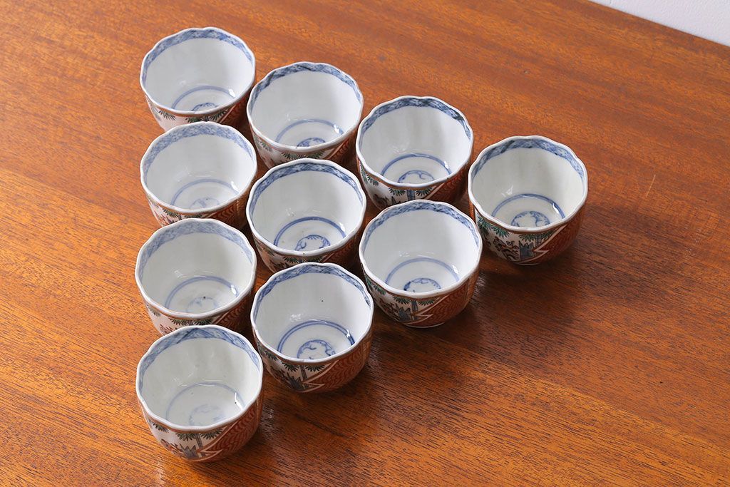 アンティーク　明治期!色絵向付10客(伊万里・猪口)