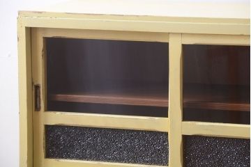 アンティーク家具　アンティークペイント　作業台付き!小さなキッチンキャビネット(食器棚・カップボード)