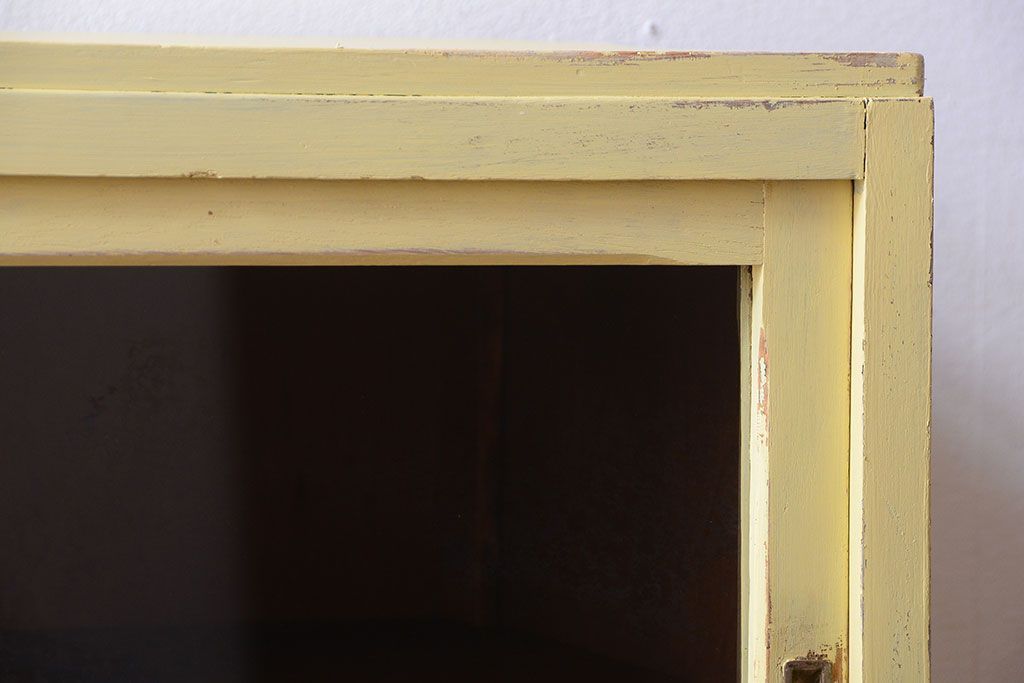 アンティーク家具　アンティークペイント　作業台付き!小さなキッチンキャビネット(食器棚・カップボード)