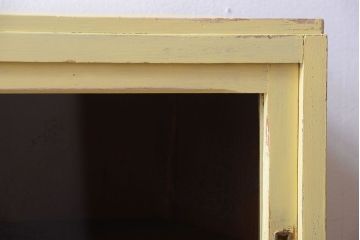 アンティーク家具　アンティークペイント　作業台付き!小さなキッチンキャビネット(食器棚・カップボード)