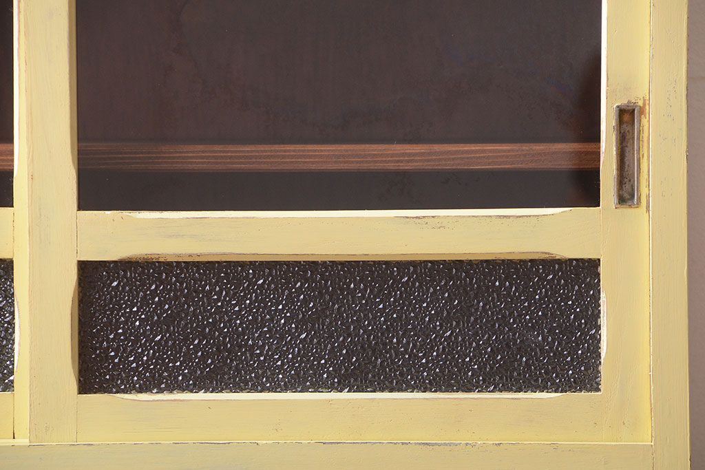 アンティーク家具　アンティークペイント　作業台付き!小さなキッチンキャビネット(食器棚・カップボード)