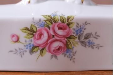 アンティーク雑貨　イギリス　Royal Albert(ロイヤルアルバート)　Tranquillity(トランキュリティ)シリーズ　バターディッシュ・調味料入れ3点セット