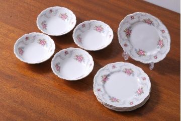アンティーク雑貨　イギリス　Royal Albert(ロイヤルアルバート)　Tranquillity(トランキュリティ)シリーズ　ケーキ皿など9点(洋食器)