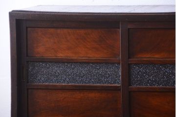 アンティーク家具　和製アンティーク　ダイヤガラス入り!小さなキッチンキャビネット(食器棚・収納棚)