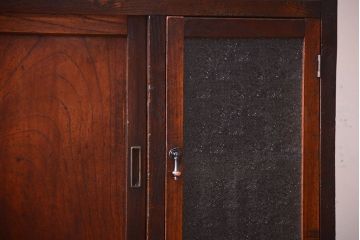 アンティーク家具　和製アンティーク　ダイヤガラス入り!小さなキッチンキャビネット(食器棚・収納棚)