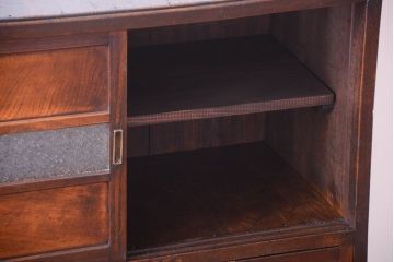 アンティーク家具　和製アンティーク　ダイヤガラス入り!小さなキッチンキャビネット(食器棚・収納棚)