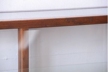 レトロ家具　和製アンティーク　古い木のレトロな台形型ガラスケース