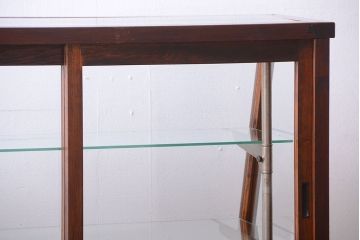 レトロ家具　和製アンティーク　古い木のレトロな台形型ガラスケース