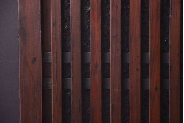 古民具・骨董　裏結霜ガラス入り!古い木の格子帯戸2枚セット(1)(ガラス帯戸)