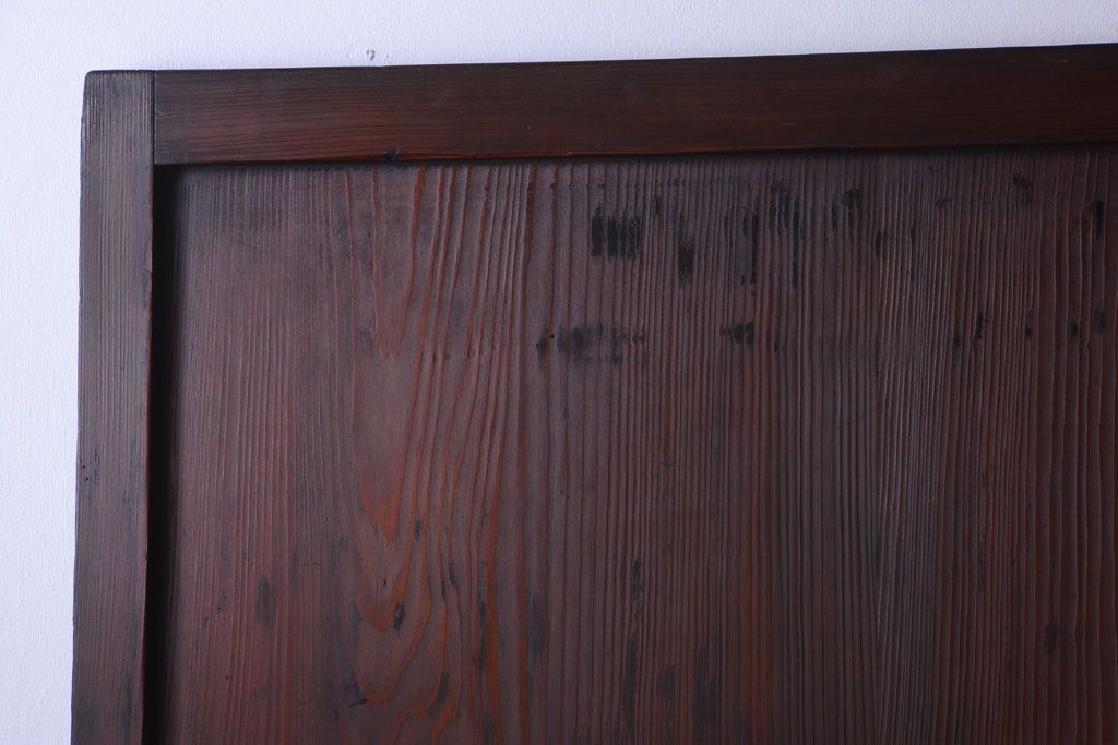 古民具・骨董　裏結霜ガラス入り!古い木の格子帯戸2枚セット(1)(ガラス帯戸)