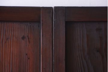 古民具・骨董　裏結霜ガラス入り!古い木の格子帯戸2枚セット(1)(ガラス帯戸)