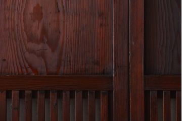 古民具・骨董　裏結霜ガラス入り!古い木の格子帯戸2枚セット(1)(ガラス帯戸)