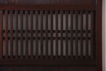 古民具・骨董　裏結霜ガラス入り!古い木の格子帯戸2枚セット(1)(ガラス帯戸)