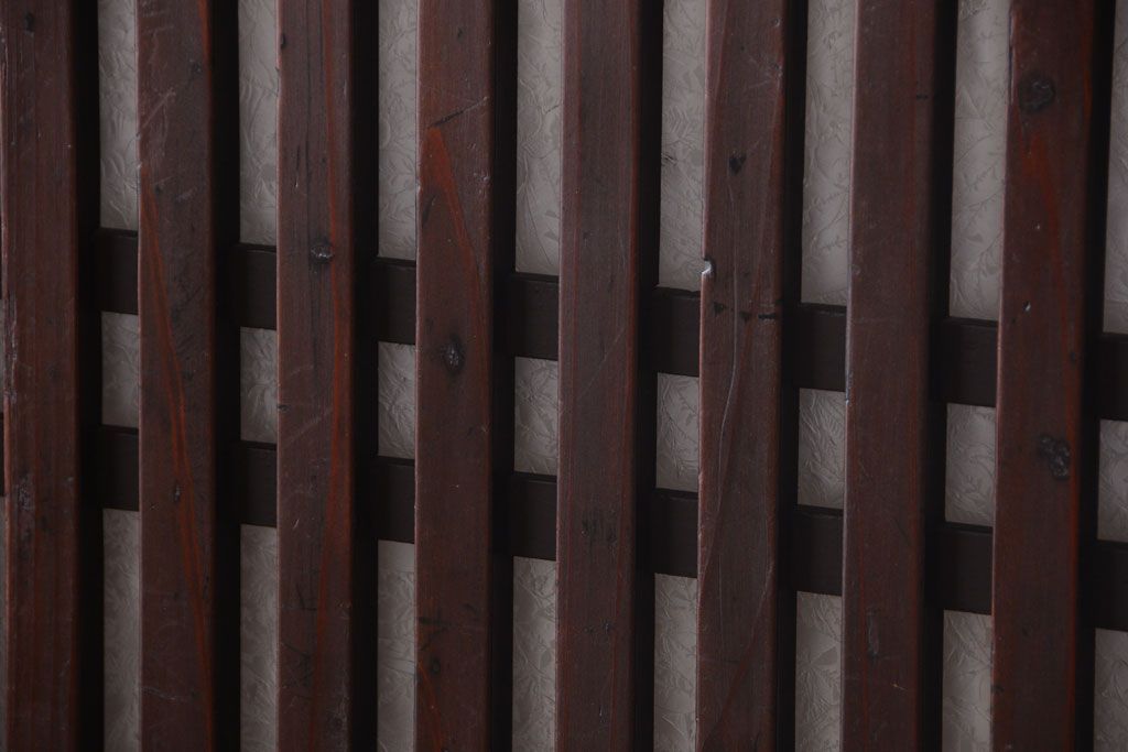 古民具・骨董　裏結霜ガラス入り!古い木の格子帯戸2枚セット(1)(ガラス帯戸)