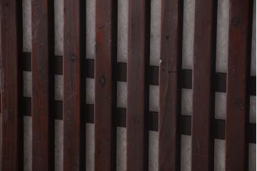 古民具・骨董　裏結霜ガラス入り!古い木の格子帯戸2枚セット(1)(ガラス帯戸)