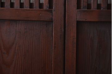 古民具・骨董　裏結霜ガラス入り!古い木の格子帯戸2枚セット(1)(ガラス帯戸)
