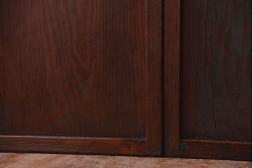 古民具・骨董　裏結霜ガラス入り!古い木の格子帯戸2枚セット(1)(ガラス帯戸)