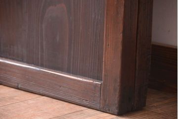 古民具・骨董　裏結霜ガラス入り!古い木の格子帯戸2枚セット(1)(ガラス帯戸)