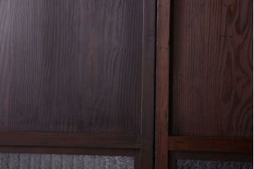 古民具・骨董　裏結霜ガラス入り!古い木の格子帯戸2枚セット(1)(ガラス帯戸)