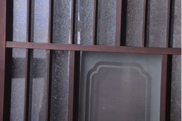 大正ロマン　デザインガラス入り!アンティーク障子枠ガラス戸3枚セット