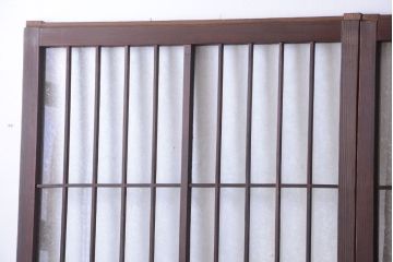 大正ロマン　デザインガラス入り!アンティーク障子枠ガラス戸3枚セット