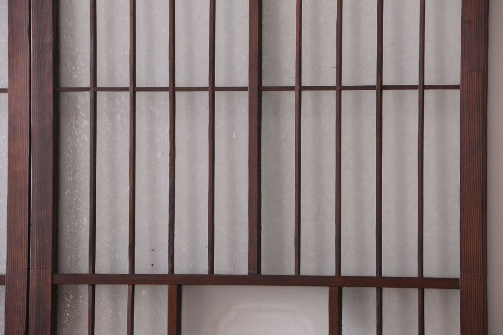 大正ロマン　デザインガラス入り!アンティーク障子枠ガラス戸3枚セット