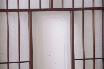 大正ロマン　デザインガラス入り!アンティーク障子枠ガラス戸3枚セット