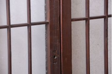 大正ロマン　デザインガラス入り!アンティーク障子枠ガラス戸3枚セット