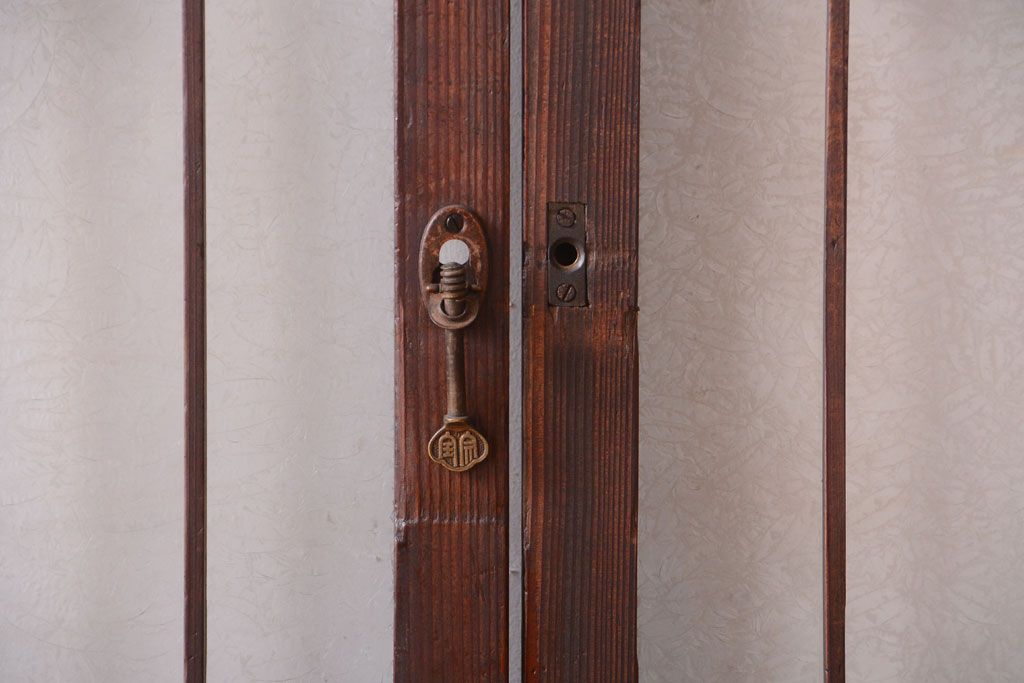 大正ロマン　デザインガラス入り!アンティーク障子枠ガラス戸3枚セット