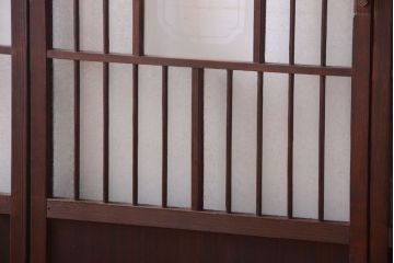 大正ロマン　デザインガラス入り!アンティーク障子枠ガラス戸3枚セット