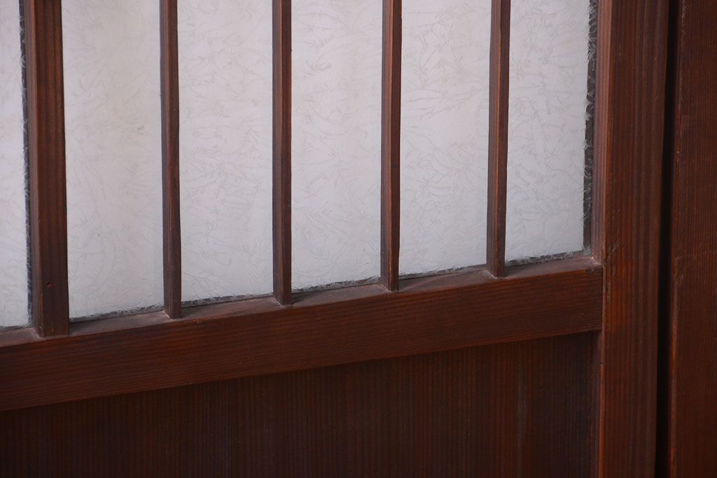 大正ロマン　デザインガラス入り!アンティーク障子枠ガラス戸3枚セット