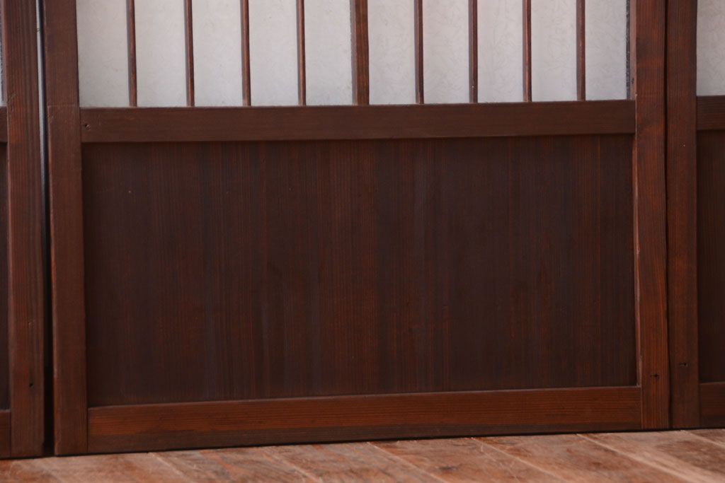 大正ロマン　デザインガラス入り!アンティーク障子枠ガラス戸3枚セット