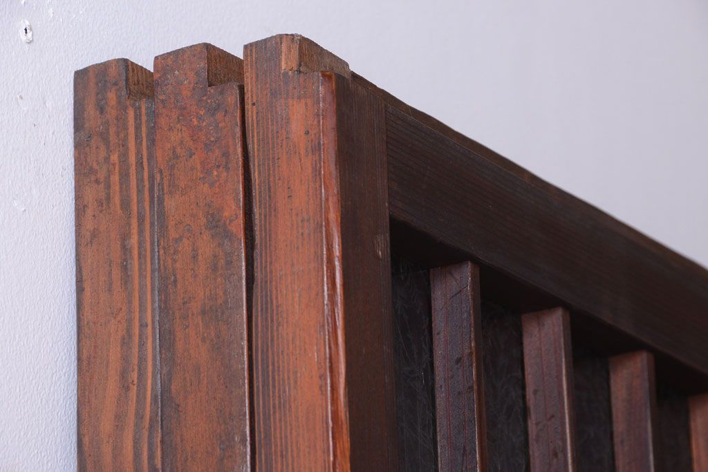 大正ロマン　デザインガラス入り!アンティーク障子枠ガラス戸3枚セット