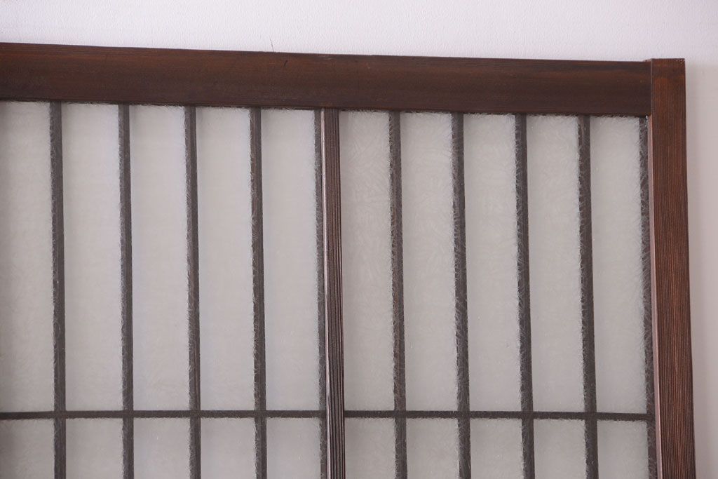 大正ロマン　デザインガラス入り!アンティーク障子枠ガラス戸3枚セット