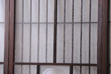 大正ロマン　デザインガラス入り!アンティーク障子枠ガラス戸3枚セット