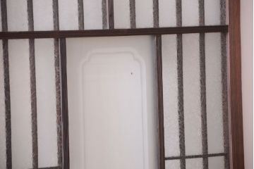 大正ロマン　デザインガラス入り!アンティーク障子枠ガラス戸3枚セット