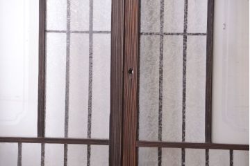 大正ロマン　デザインガラス入り!アンティーク障子枠ガラス戸3枚セット