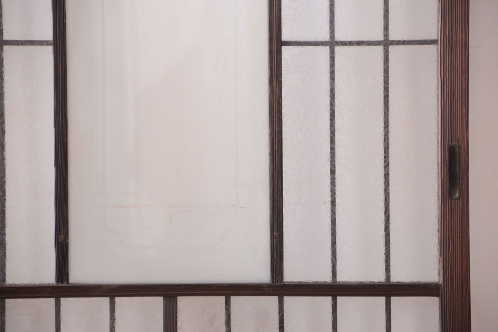 大正ロマン　デザインガラス入り!アンティーク障子枠ガラス戸3枚セット