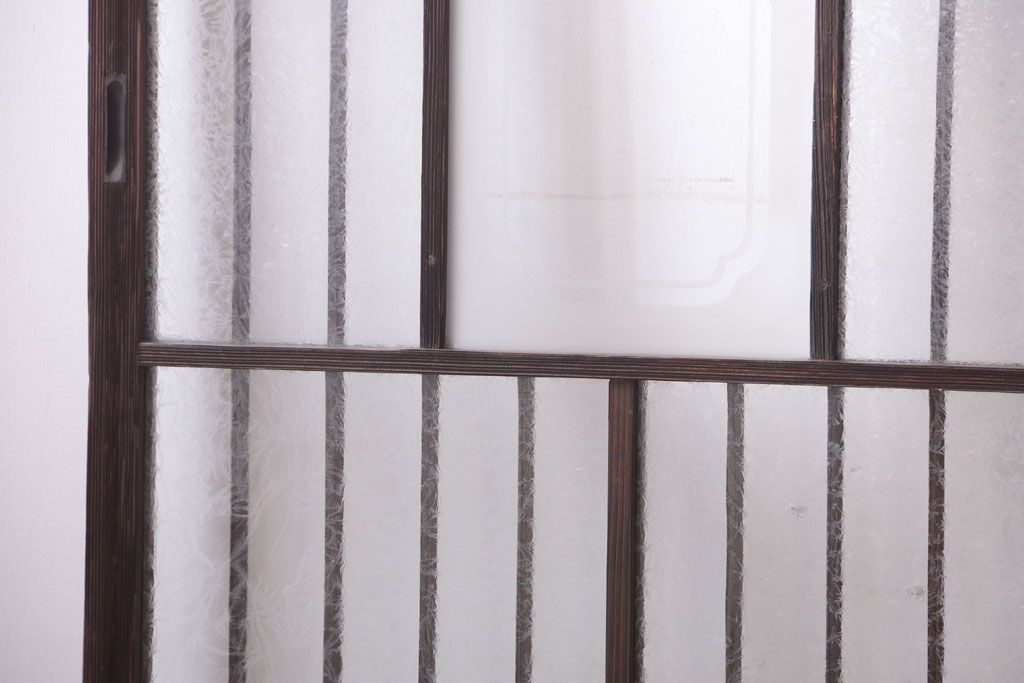 大正ロマン　デザインガラス入り!アンティーク障子枠ガラス戸3枚セット