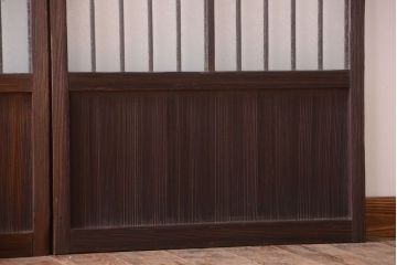 大正ロマン　デザインガラス入り!アンティーク障子枠ガラス戸3枚セット