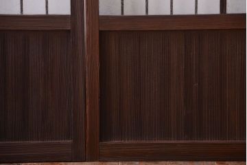 大正ロマン　デザインガラス入り!アンティーク障子枠ガラス戸3枚セット