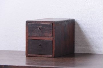 アンティーク家具　古民具・骨董　古い木の小さなアンティーク小引き出し