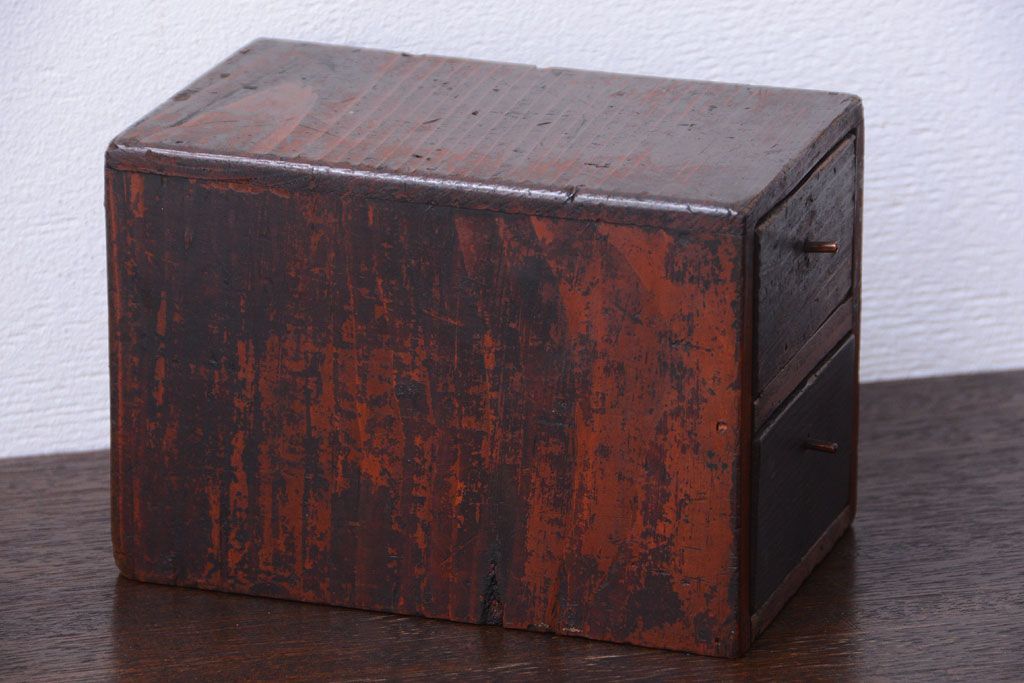 アンティーク家具　古民具・骨董　古い木の小さなアンティーク小引き出し