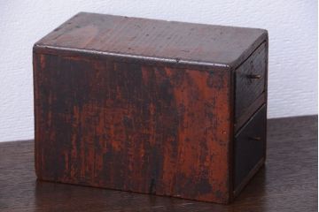 アンティーク家具　古民具・骨董　古い木の小さなアンティーク小引き出し