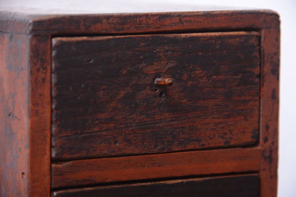 アンティーク家具　古民具・骨董　古い木の小さなアンティーク小引き出し