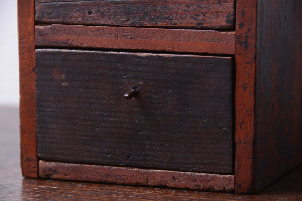 アンティーク家具　古民具・骨董　古い木の小さなアンティーク小引き出し